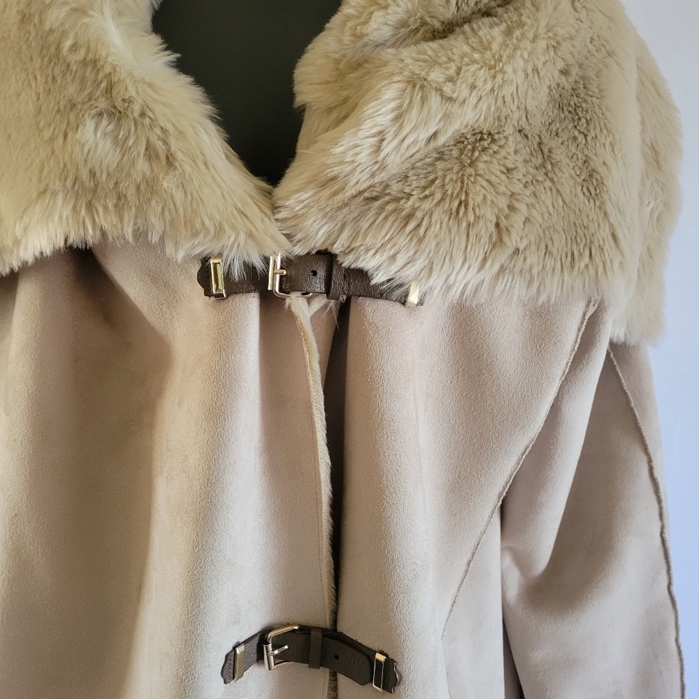Calvin Klein Faux Shearling/Suede Coat. - Picture 3 of 10